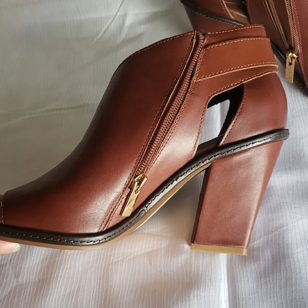 Vince Camuto Tan Open-Toe Heeled Boots - Picture 4 of 9